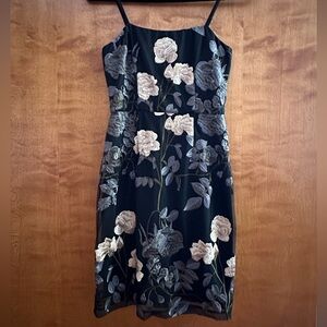 Lulus black floral mini dress, size xs. Worn once.